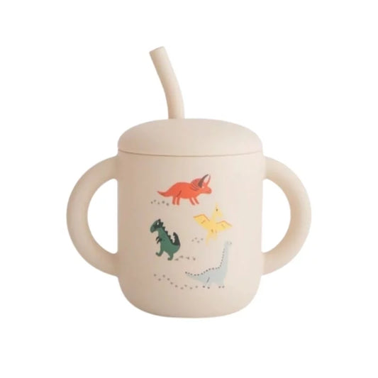 Tasse silicone paille - dino