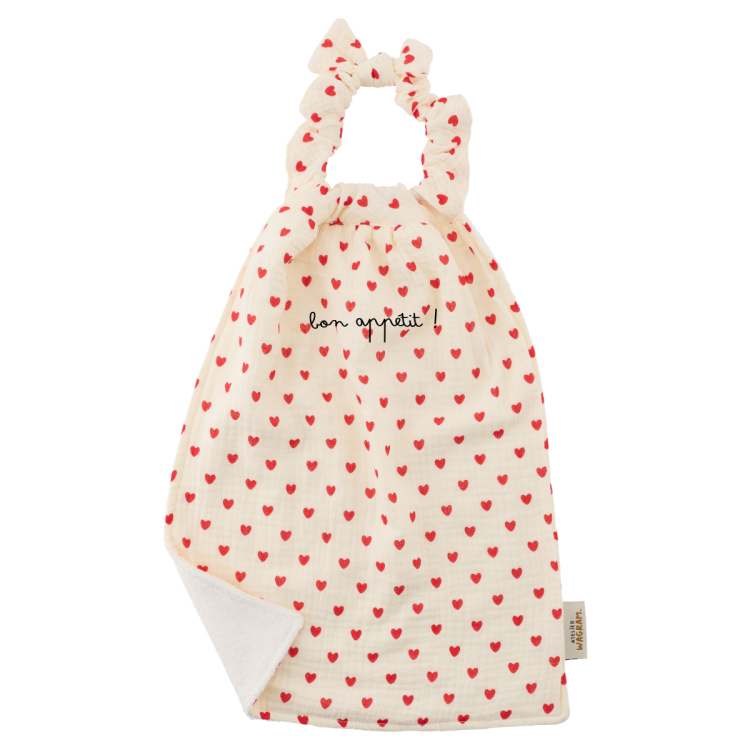 Serviette de cantine - coeur rouge